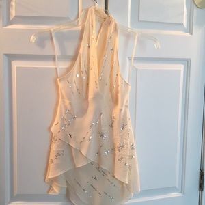 Bcbg silk tank with sequins.